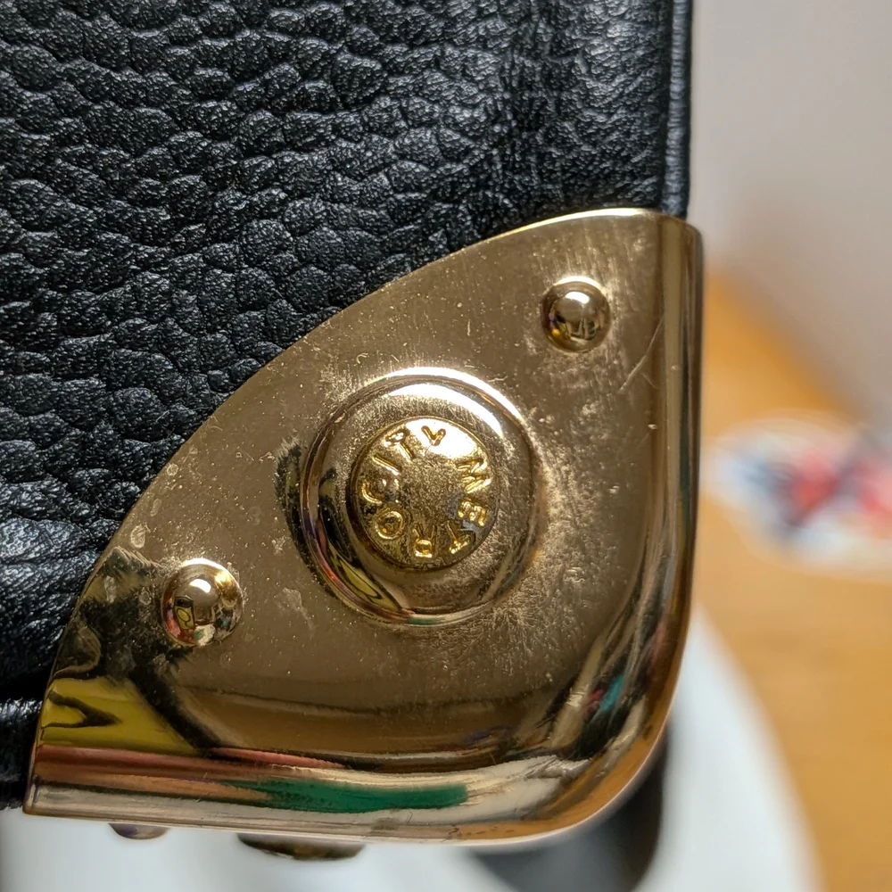 Metrocity Brand Black Quilted Satchel with Red and Mint Stripe - Picture 13 of 13